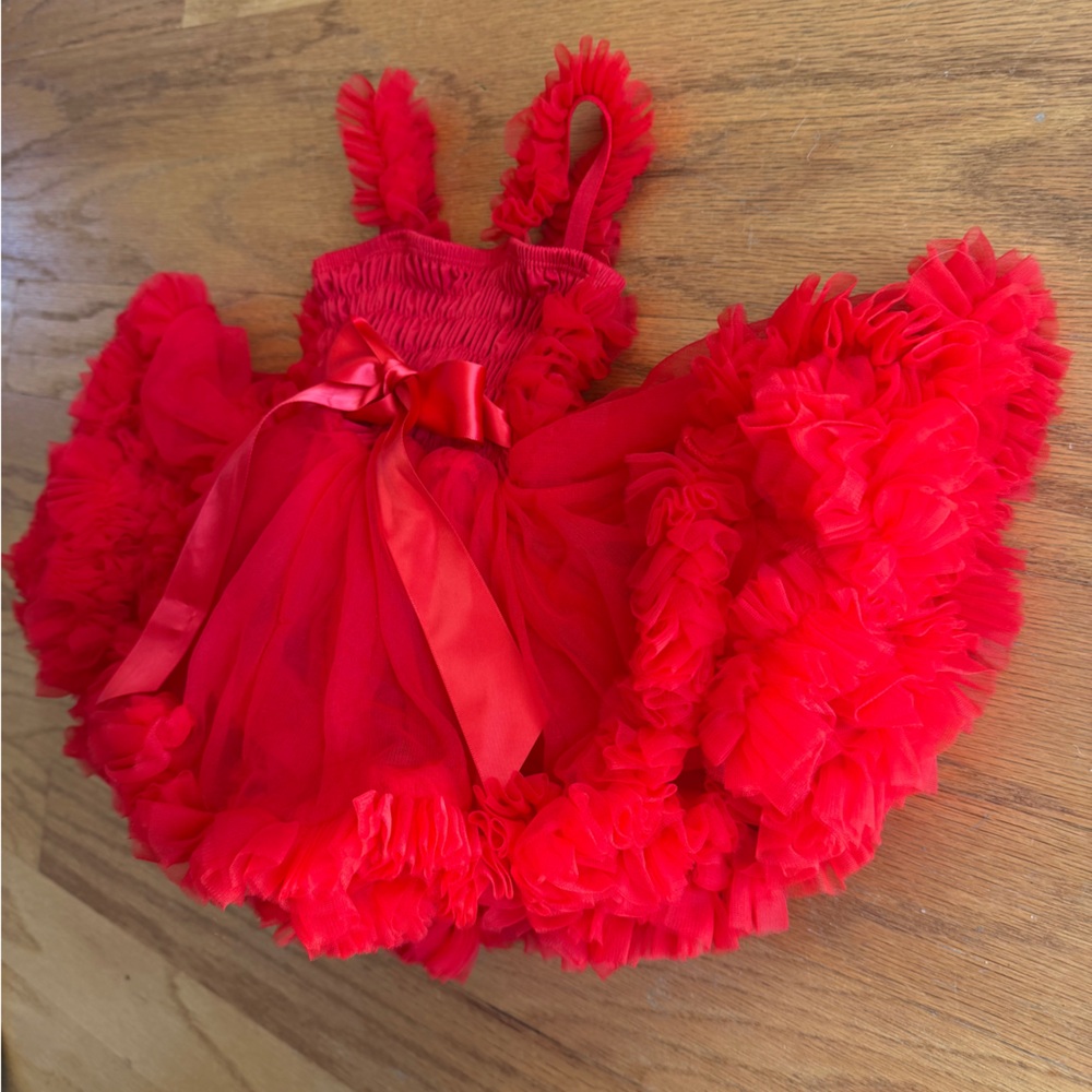 Ruffle Butts Red Tulle Baby Dress - Size 0-12 months - Picture 8 of 15